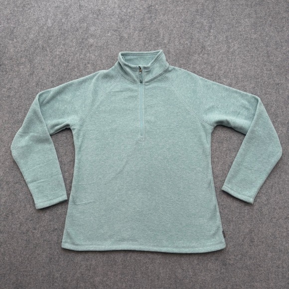Eddie Bauer Sweaters - Eddie Bauer Womens Quarter Zip Fleece Pullover Heathered Green Size M